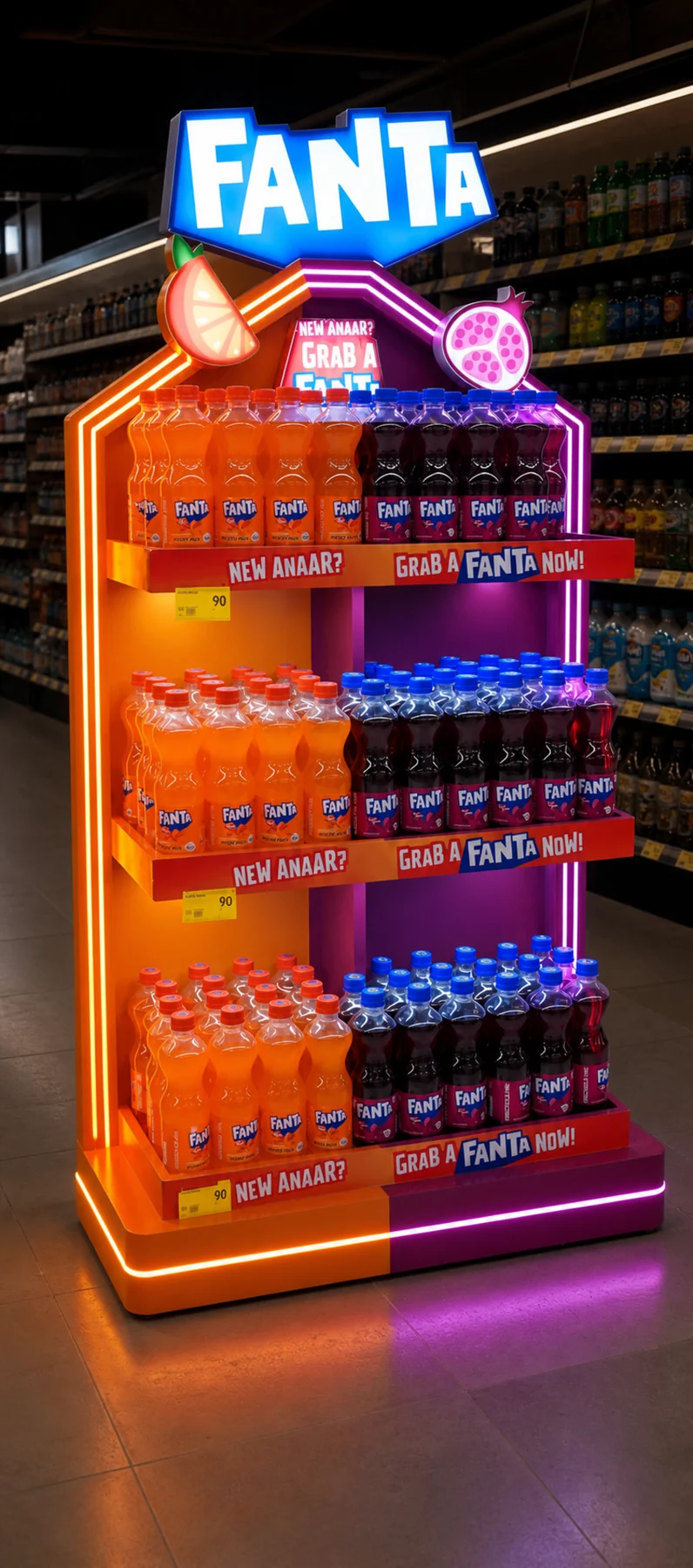 A bold pomegranate-flavour FSU turning the launch into an aisle landmark