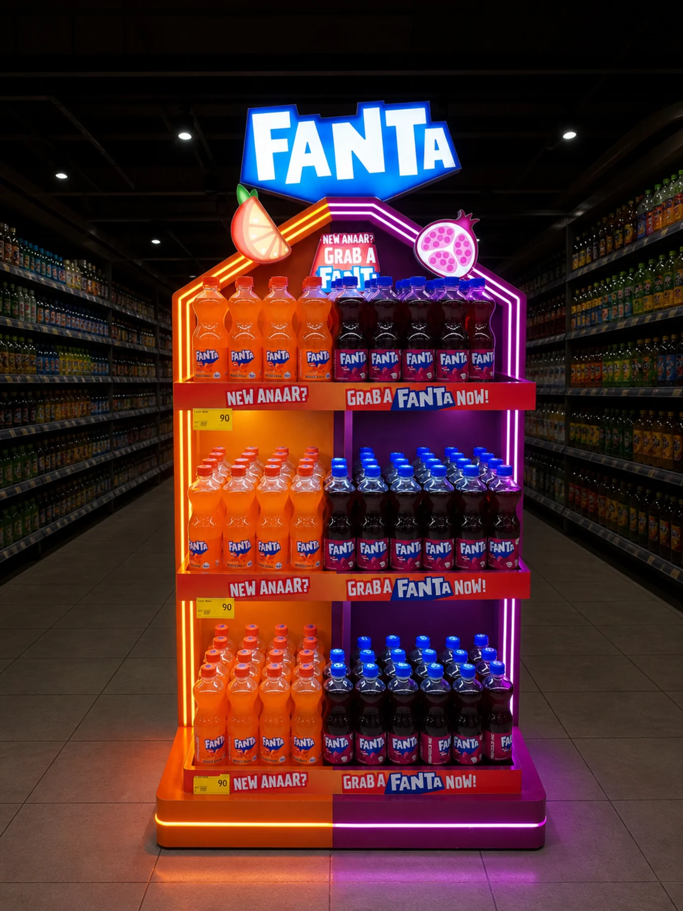 The complete Fanta Pome launch unit, fully stocked