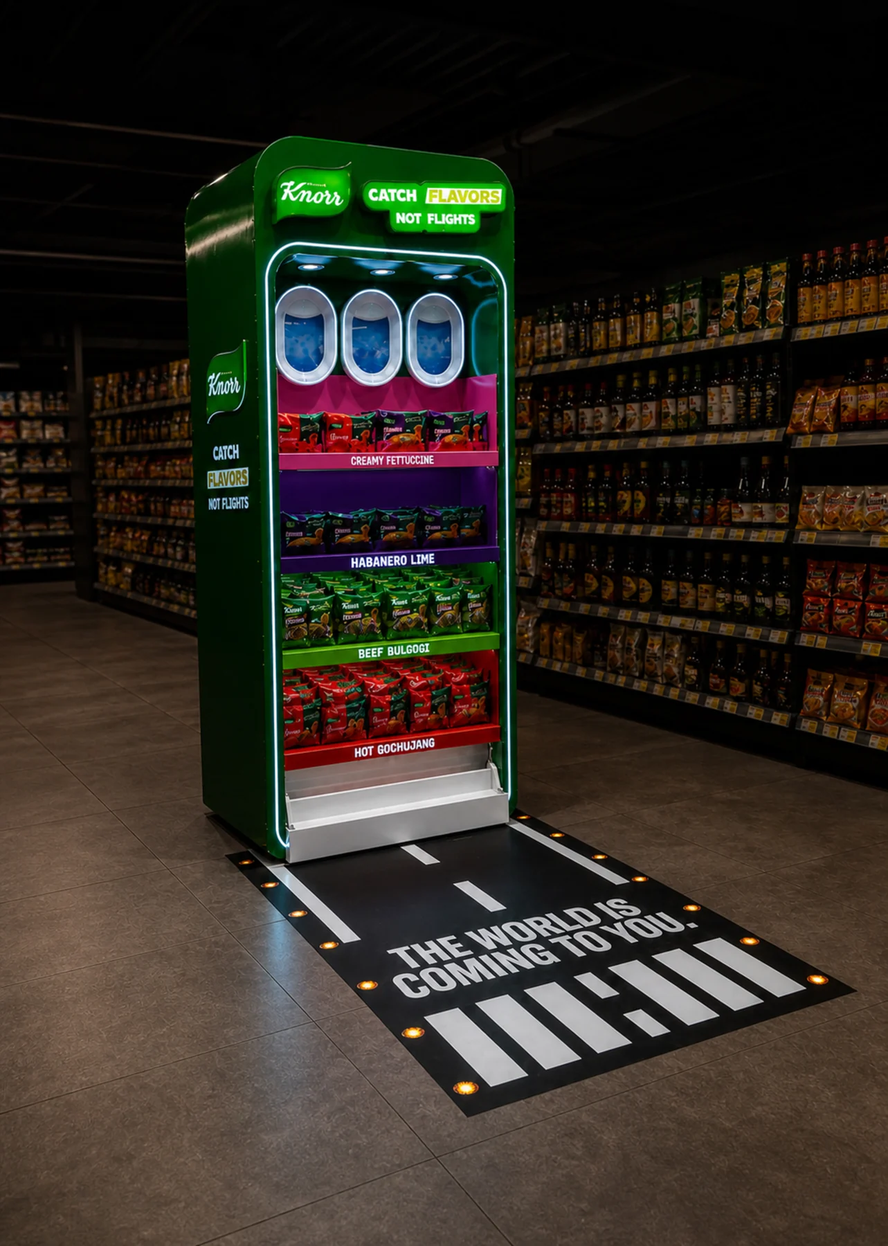 Installed Knorr Global Flavours runway FSU from an aisle angle