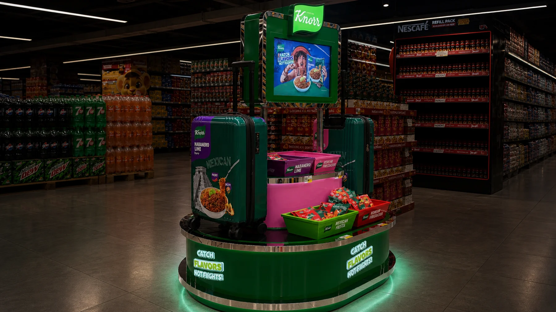 Rear three-quarter view of the Knorr Global Flavours travel podium