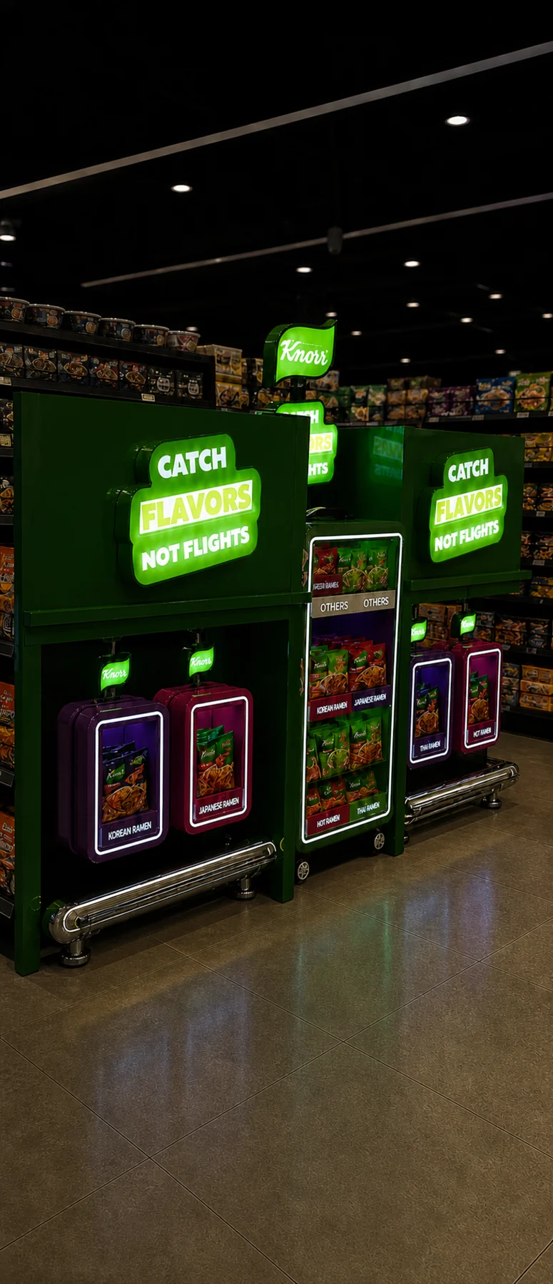 Second angle of the Knorr Global Flavours luggage island