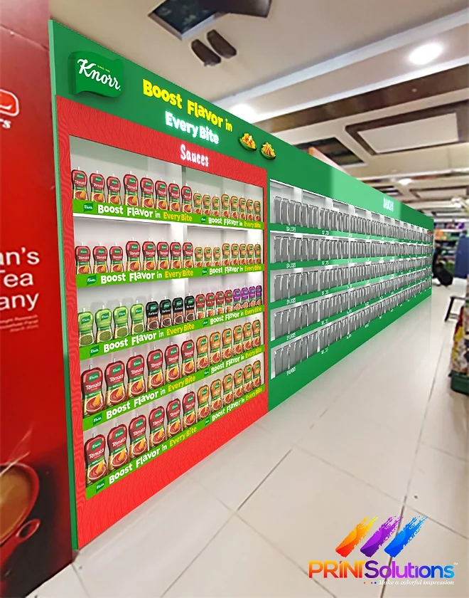 Knorr Sauces category run in red with an end mode at Baig Mart