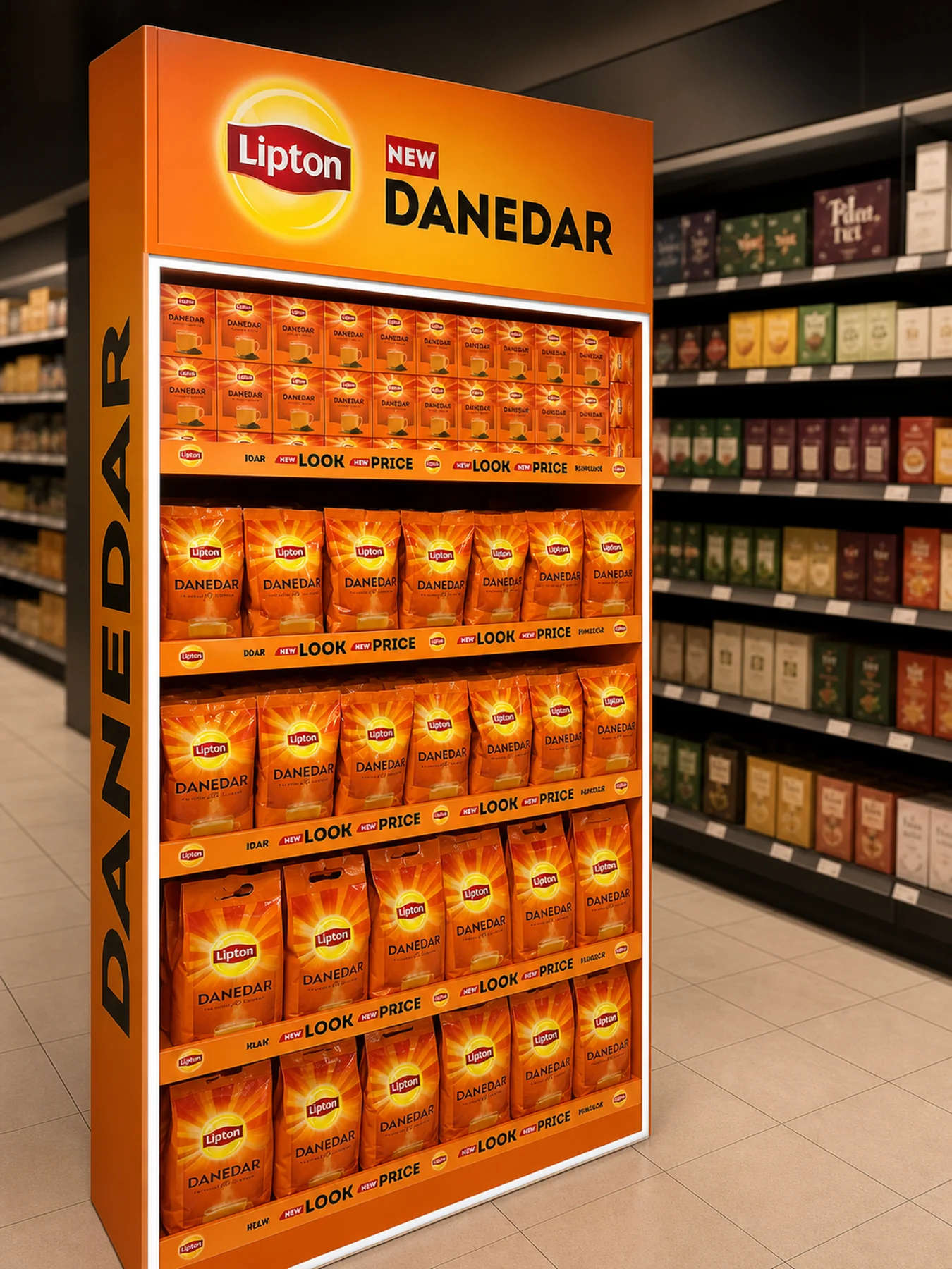 Lipton Danedar freestanding unit at Carrefour Packages