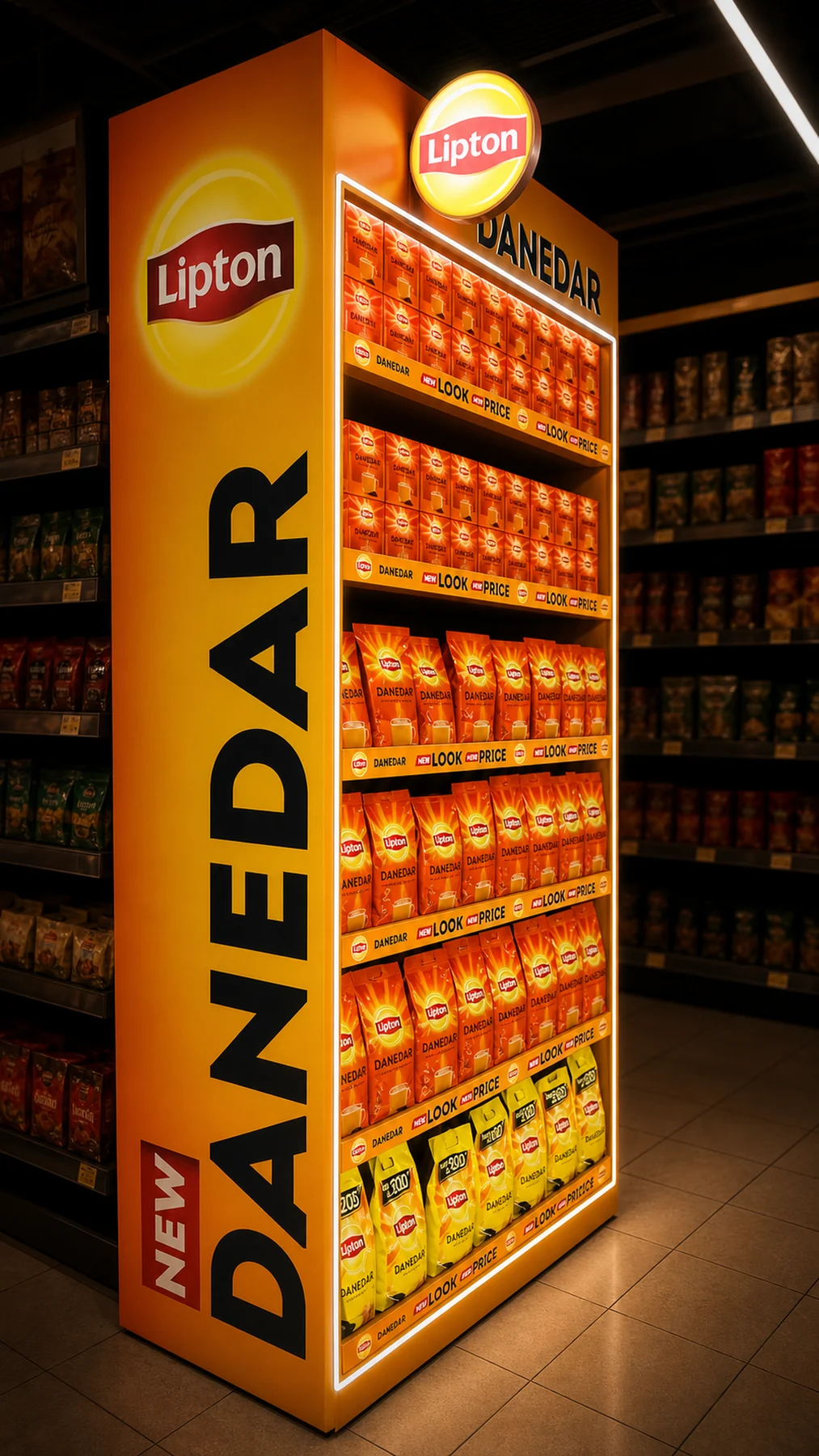Lipton Danedar category frame at Carrefour Packages