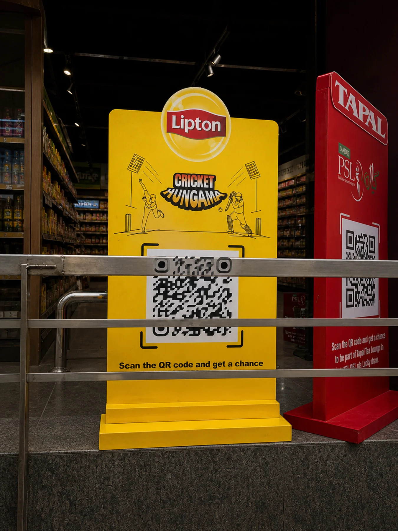 Lipton PSL standee sited on a mall concourse outside the store