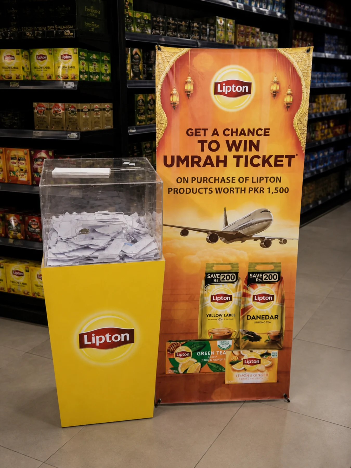 Lipton coupon entry drop box with its clear acrylic top at Save Mart Rafay Mall