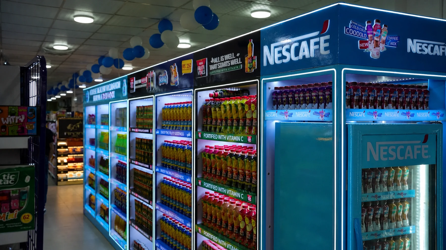 Nescafé chiller bank along the J. Mart aisle