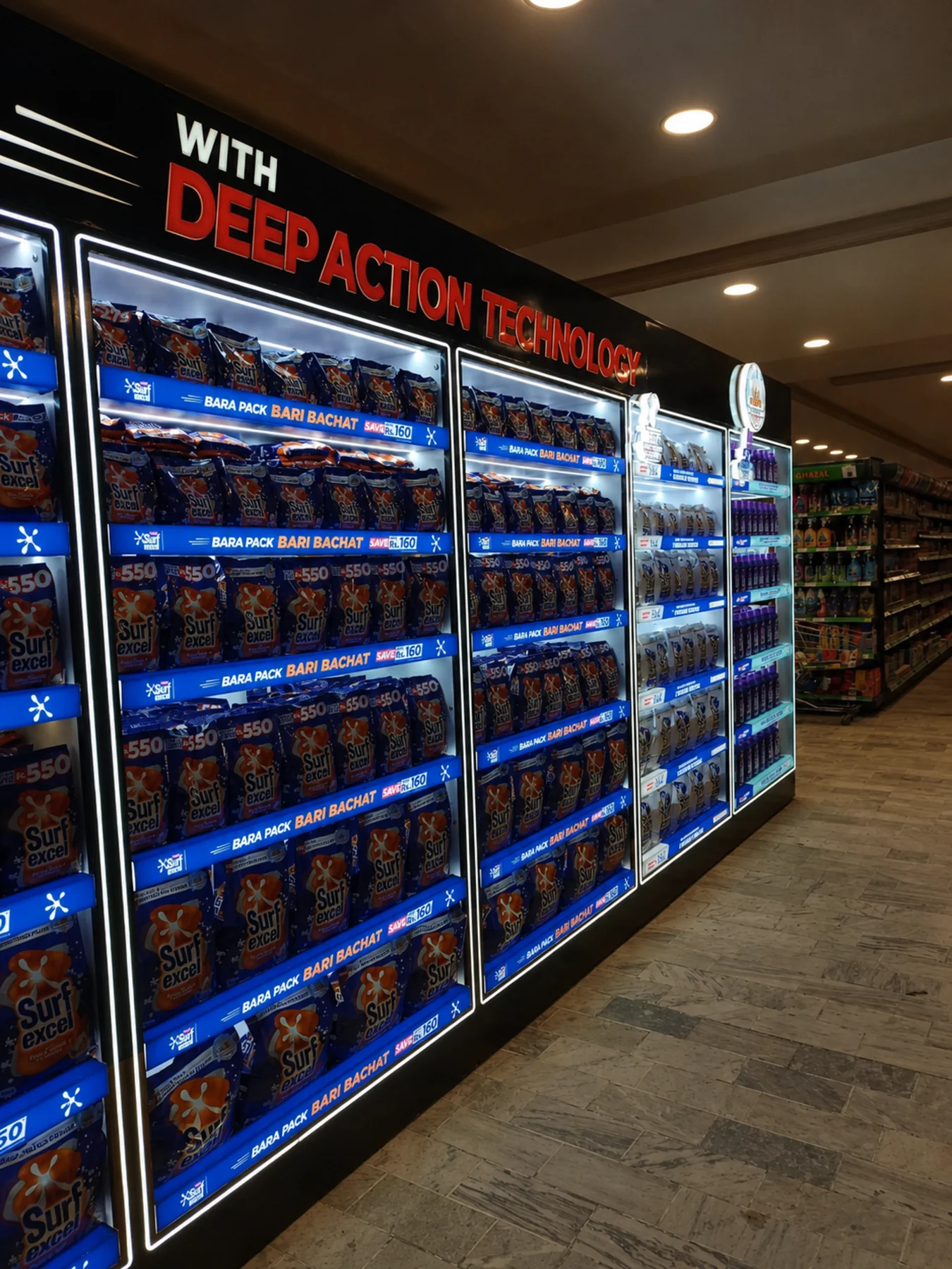 Surf Excel Deep Action illuminated laundry category wall