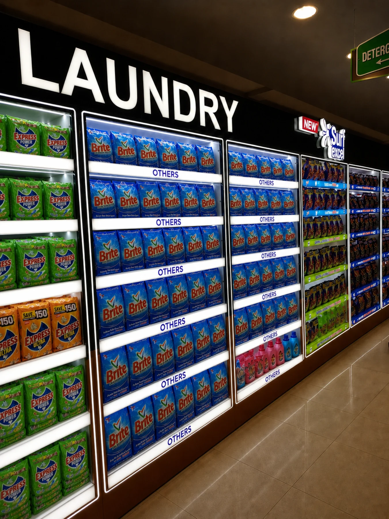 Connected illuminated laundry category display
